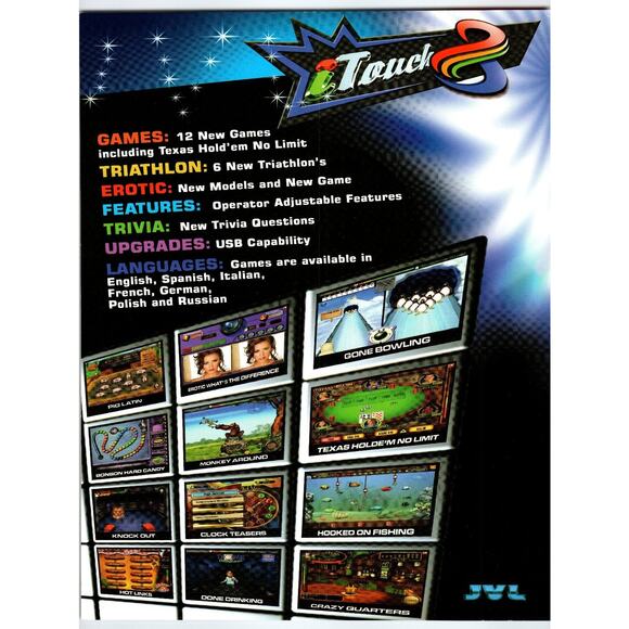 JVL iTouch 2005 Game Flyer 130 Games Action Puzzle Strategy Cards - Picture 1 of 2